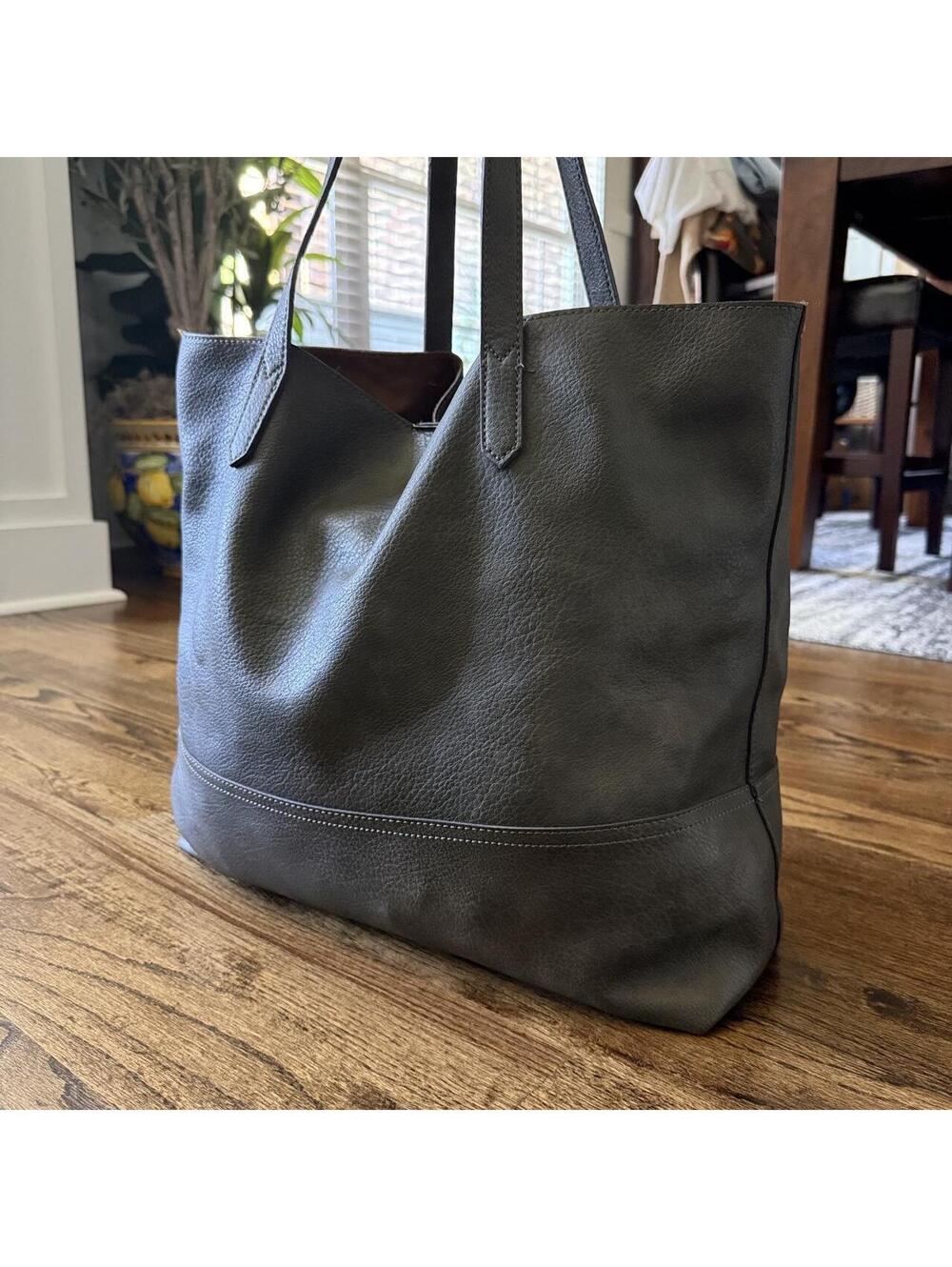 Oversized Olive Leather Suede Tote 👜
